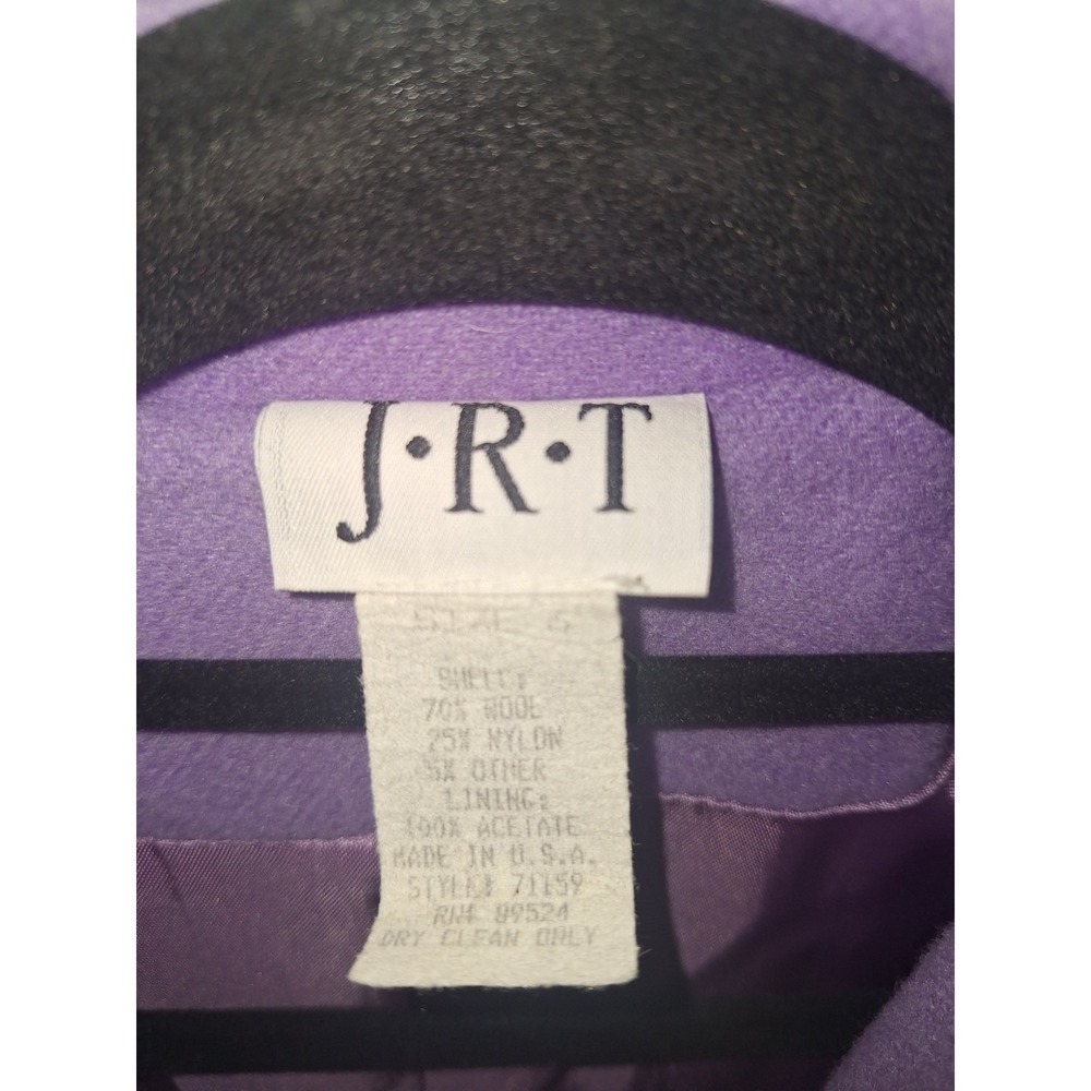 Vintage 70's Women's JRT Size 6 Wool Blend Purple Blazer Jacket Classic Timeless - Picture 8 of 8